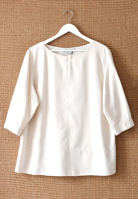 vintage cream raw silk pullover (l/xl)