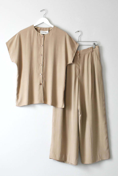 vintage silk two piece trouser set (l)