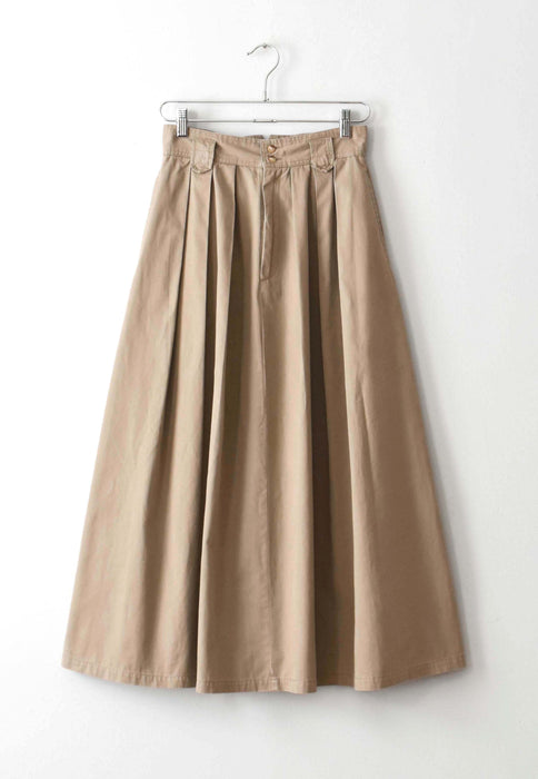 vintage beige pleated cotton skirt (m)
