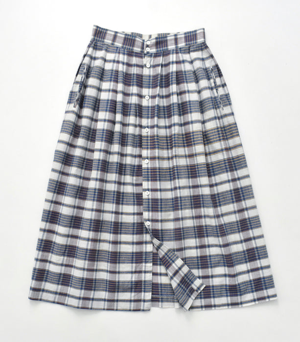 vintage madras button front skirt (l)