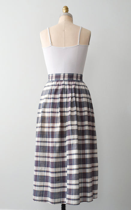 vintage madras button front skirt (l)