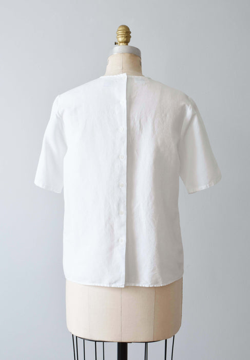 vintage white lace collar blouse (m)