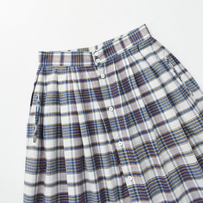vintage madras button front skirt (l)