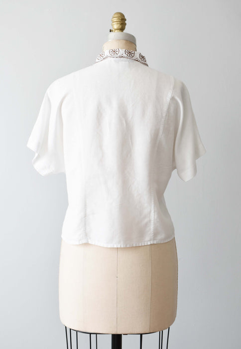 vintage embroidered linen blouse (s/m)