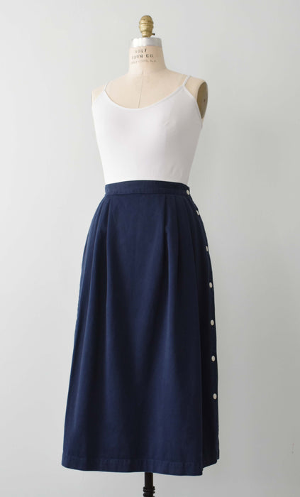 vintage navy side button skirt (m/l)