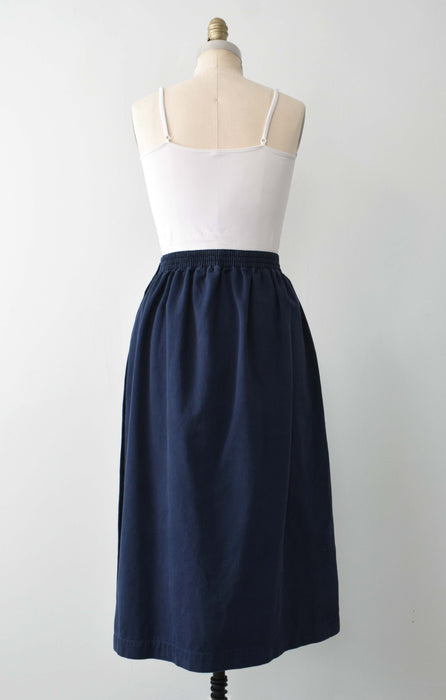 vintage navy side button skirt (m/l)