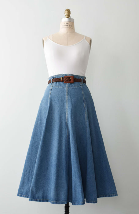 vintage denim midi skirt (m)