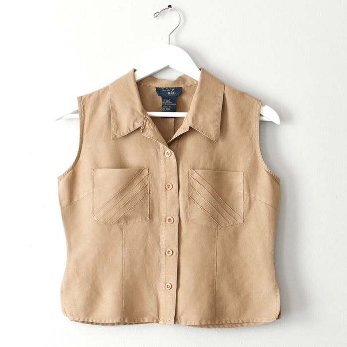 vintage cropped sleeveless blouse (s)