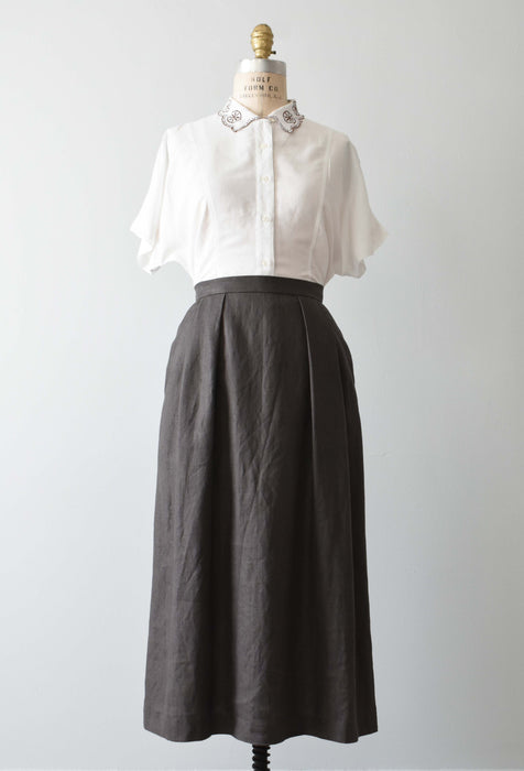 vintage ash brown linen skirt (xs/s)