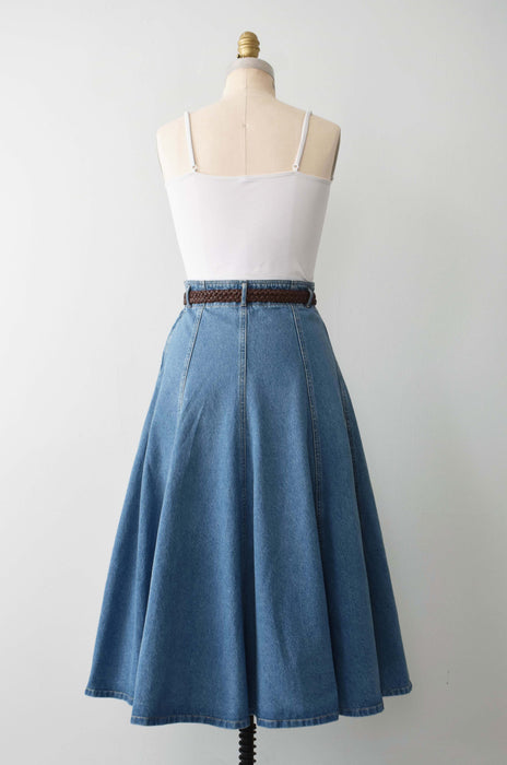 vintage denim midi skirt (m)