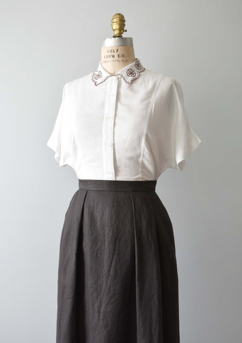 vintage ash brown linen skirt (xs/s)