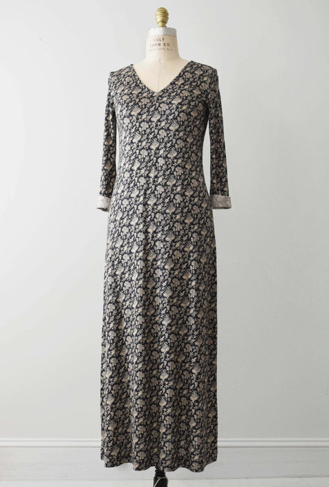 vintage botanical jersey knit dress (s/m)