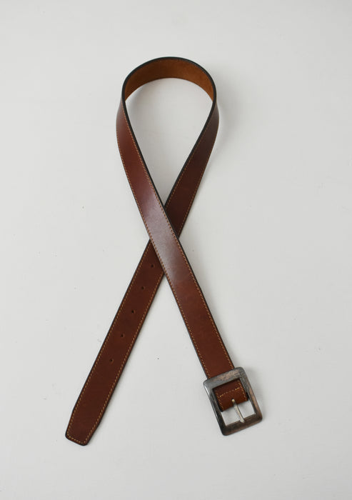 vintage cedar brown leather belt (m/l)