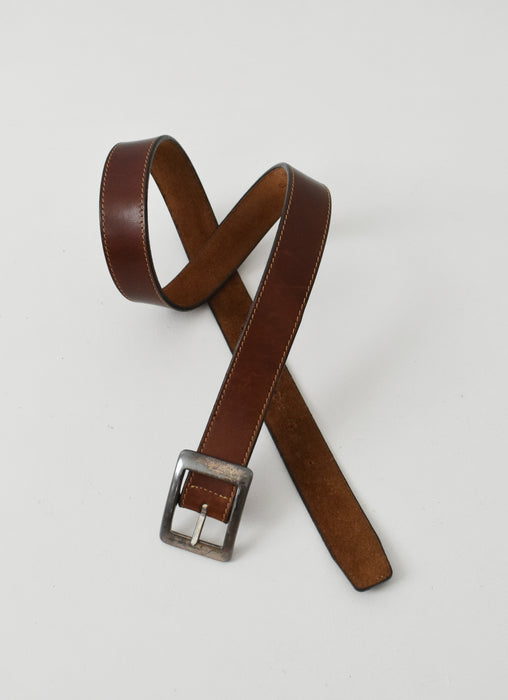 vintage cedar brown leather belt (m/l)