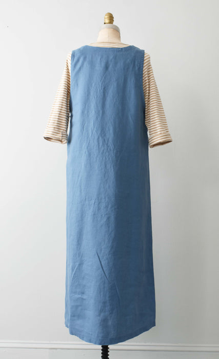vintage lake blue linen dress (m)