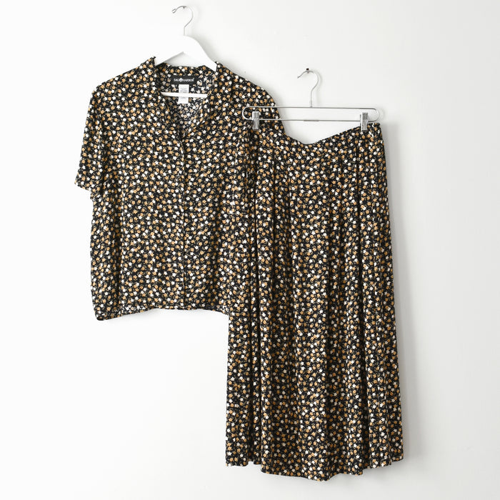 vintage floral skirt set (l)