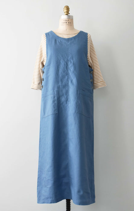 vintage lake blue linen dress (m)