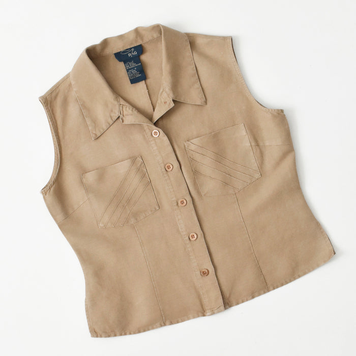 vintage cropped sleeveless blouse (s)
