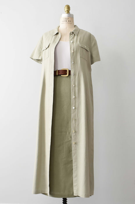 vintage celadon linen dress (s)