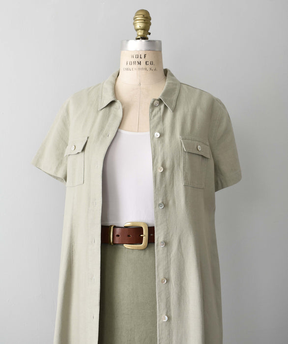 vintage celadon linen dress (s)