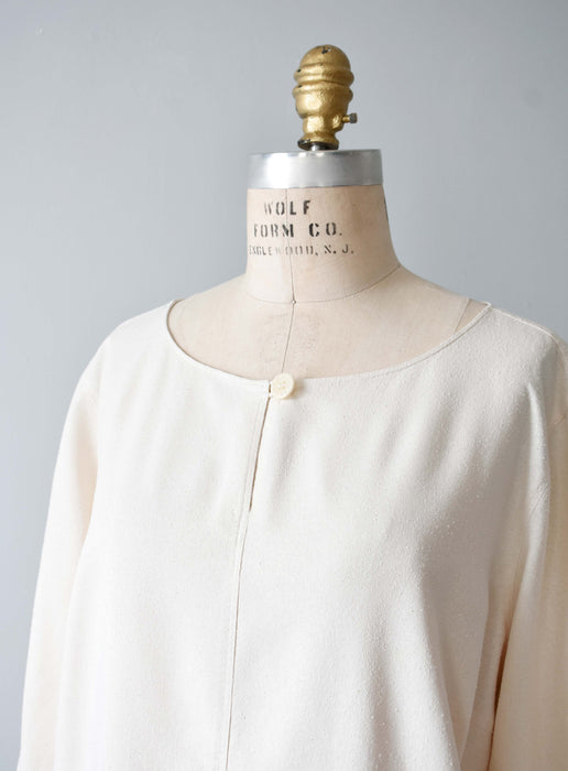 vintage cream raw silk pullover (l/xl)
