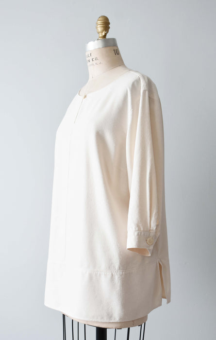 vintage cream raw silk pullover (l/xl)