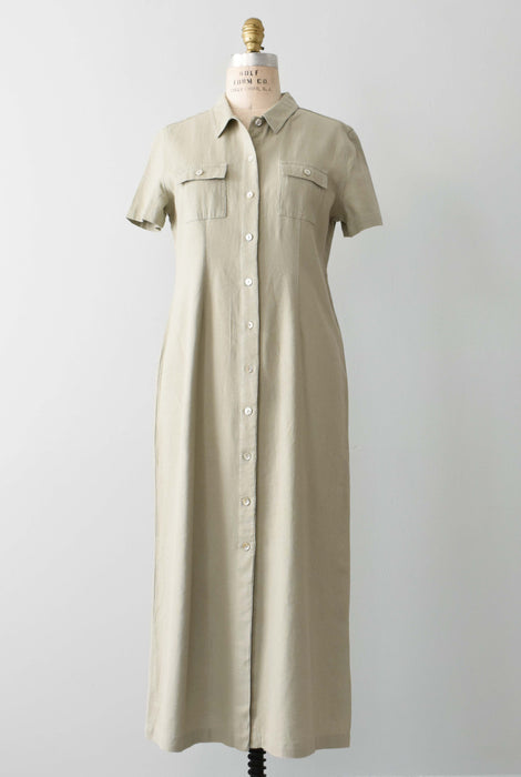 vintage celadon linen dress (s)