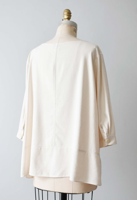 vintage cream raw silk pullover (l/xl)