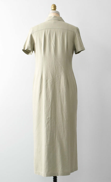 vintage celadon linen dress (s)
