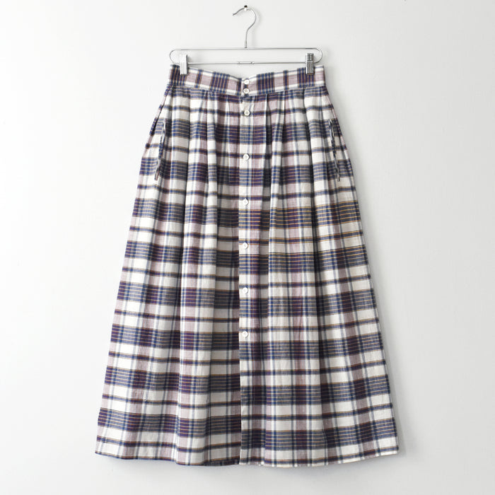 vintage madras button front skirt (l)