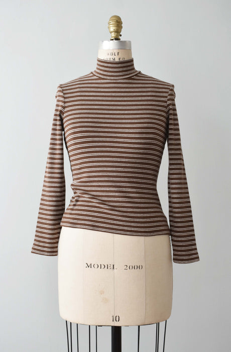 vintage cocoa striped turtleneck (s)