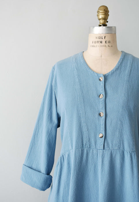 vintage sky blue cotton dress (l/xl)