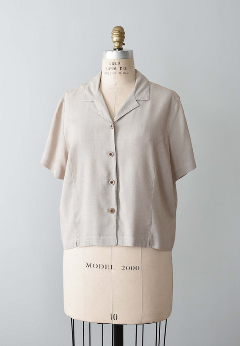 vintage collared gingham check blouse (l/xl)
