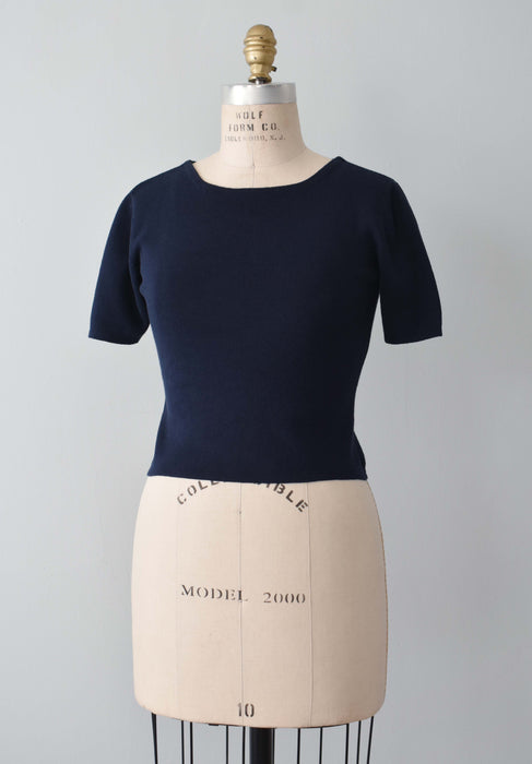 vintage navy crop knit tee (xs/s)