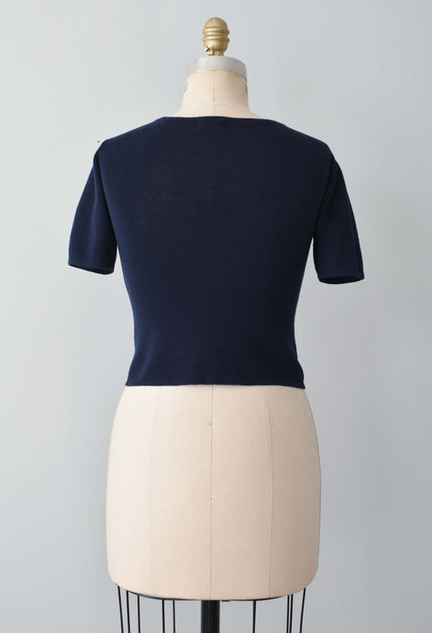 vintage navy crop knit tee (xs/s)