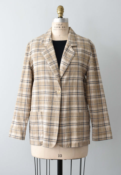 vintage plaid linen jacket (m)