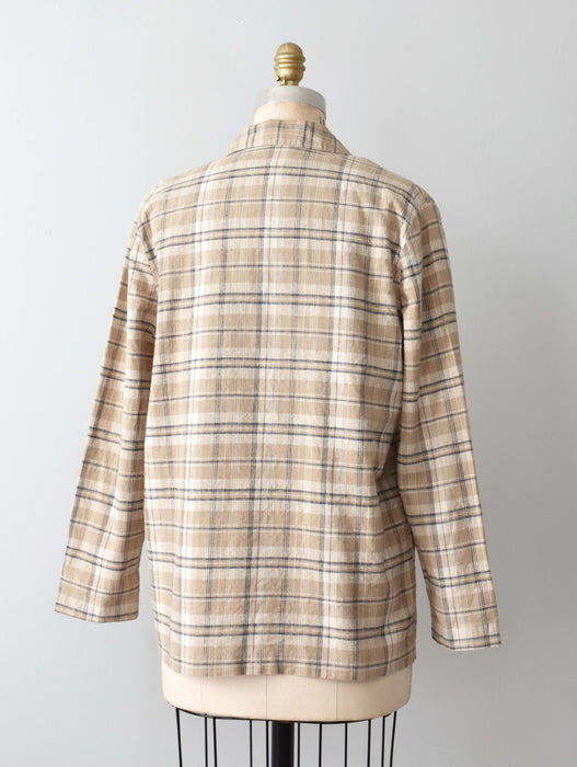 vintage plaid linen jacket (m)