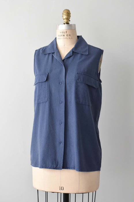 vintage raw silk button up (s/m)