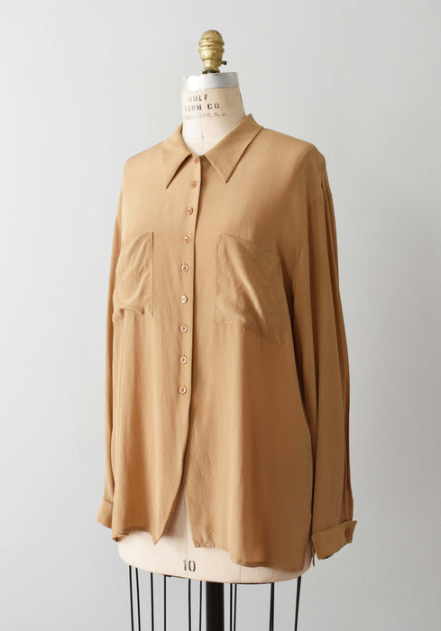 vintage butterscotch silk shirt (l)