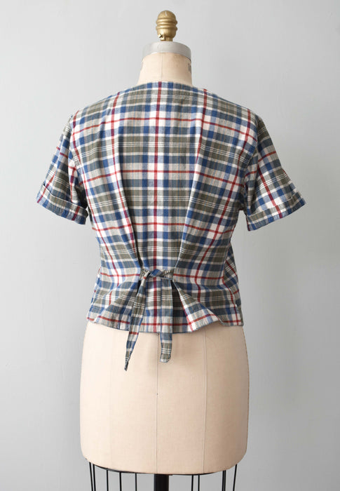 vintage cropped plaid button up (s)