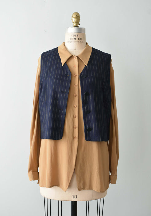 vintage pinstripe cropped vest (m)