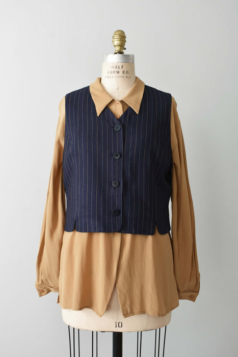 vintage pinstripe cropped vest (m)