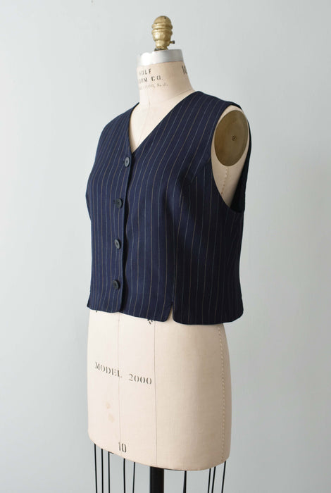 vintage pinstripe cropped vest (m)