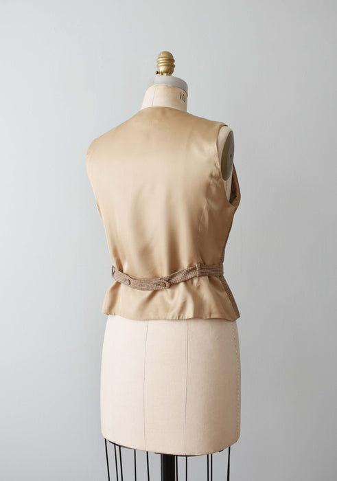 vintage beige tweed vest (s)