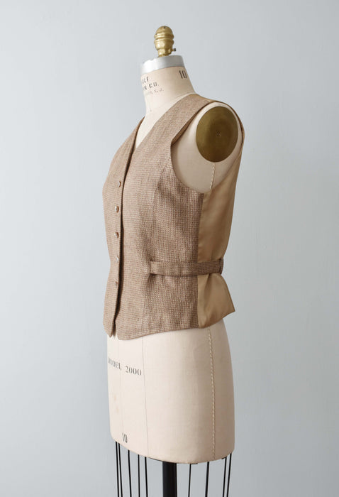 vintage beige tweed vest (s)
