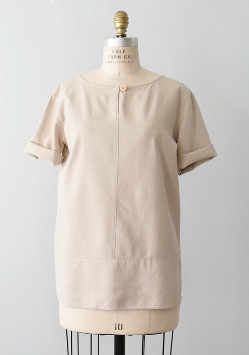 vintage sand raw silk shirt (s/m)