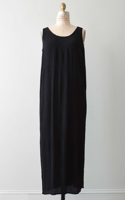 vintage black silk tank dress (m)