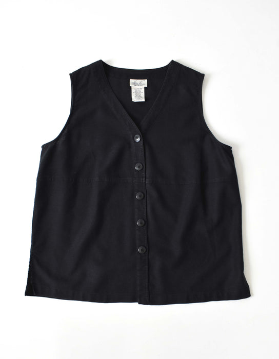 vintage sleeveless black linen top (xl)
