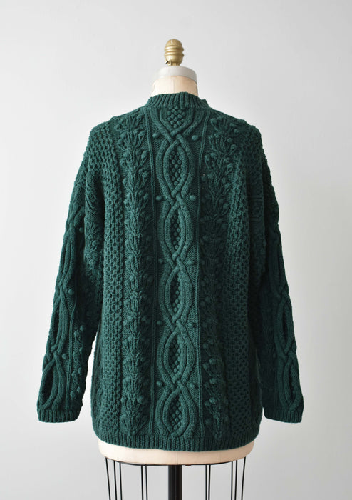vintage forest hand knit cotton sweater (m/l)