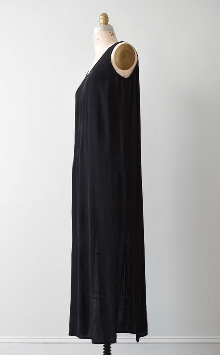 vintage black silk tank dress (m)